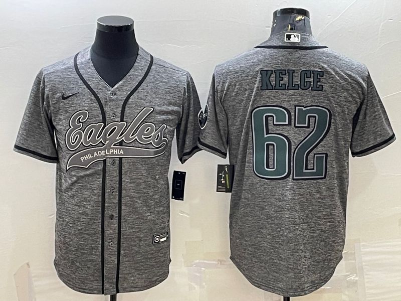 Men Philadelphia Eagles 62 Kelce Grey hemp ash 2022 Nike Co branded NFL Jerseys